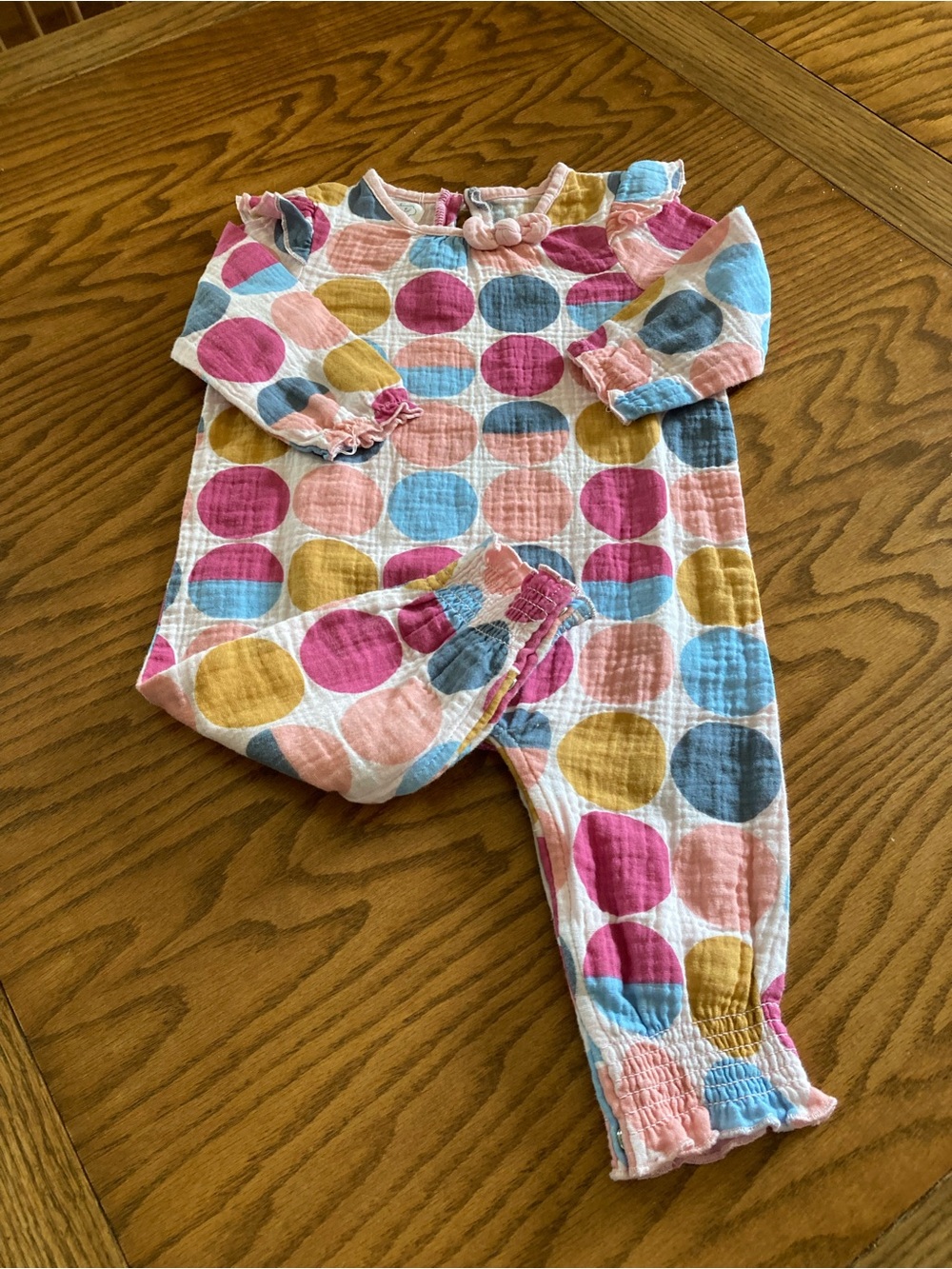Vintage-Inspired Mud Pie Multi-Color Polka Dot Cotton Ruffle Romper Sz 6-9 Mos.